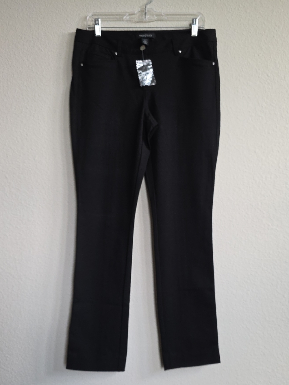 NWT WHBM Black Stretch Pants Slim Leg Midrise Basic Regular Sz 8R